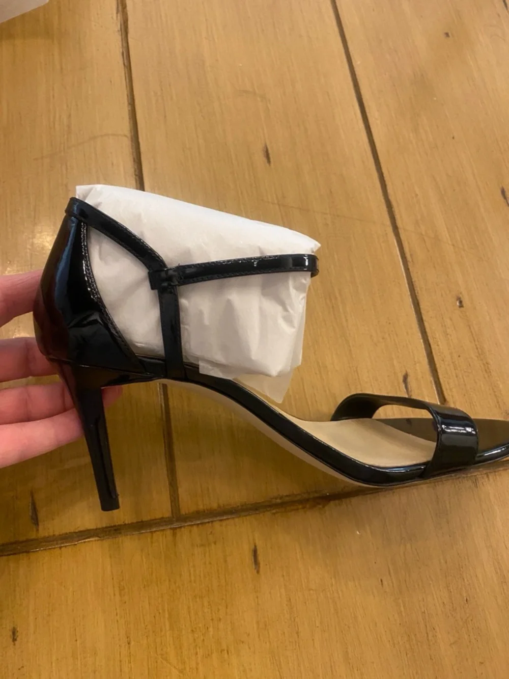 Michael Kors Women  Black Patent Ankle Strap Simone Mid Heel Stiletto New Size 9 - Picture 7 of 10